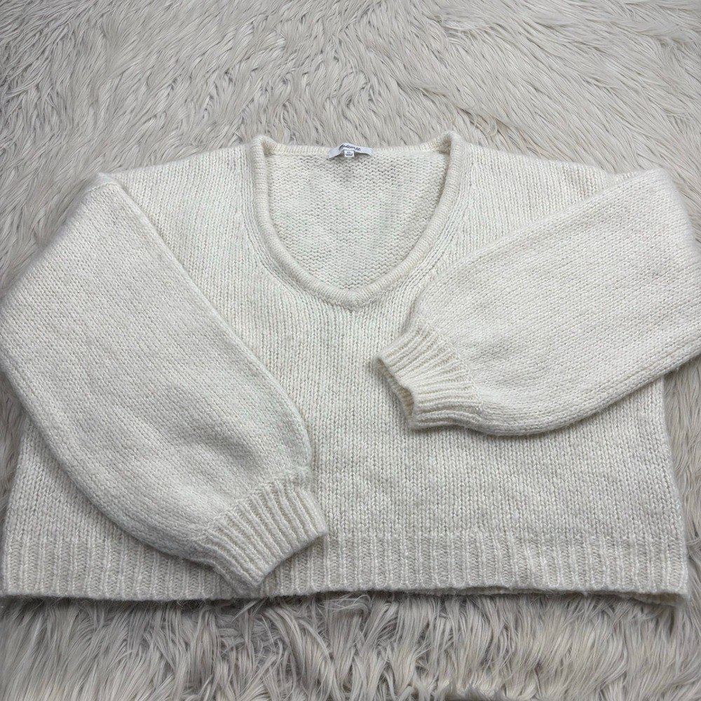 Madewell Women's XL‎ Ivory Balloon-Sleeve Pullover Sweater Balletcore Cozycore